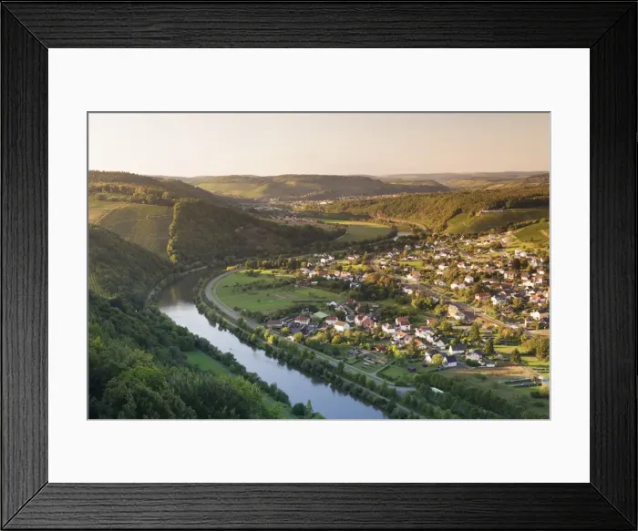 Framed Print : View over the Saar Valley with Saar River near Serrig, Rhineland-Palatinate, Germany Framed Print : View over the Saar Valley with Saar River near Serrig, Rhineland-Palatinate, Germany