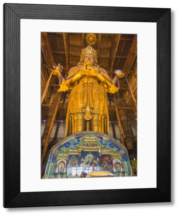 Framed Print : Huge golden Buddha statue, Migjid Janraisig Sum, Gandan Khiid, Buddhist Monastery Framed Print : Huge golden Buddha statue, Migjid Janraisig Sum, Gandan Khiid, Buddhist Monastery