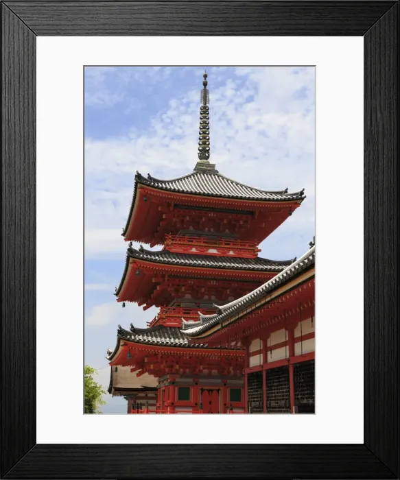 Framed Print : Vermillion three storey pagoda, Kiyomizu-dera entrance, Buddhist temple, Southern Higashiyama Framed Print : Vermillion three storey pagoda, Kiyomizu-dera entrance, Buddhist temple, Southern Higashiyama