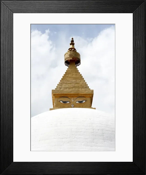 Framed Print : Buddhas eyes on stupa in the grounds of Khamsum Yulley Namgyal, consecrated in 1999 Framed Print : Buddhas eyes on stupa in the grounds of Khamsum Yulley Namgyal, consecrated in 1999