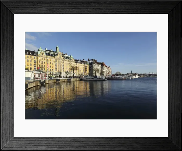 Framed Print : Waterfront buildings at Strandvagen, overlooking boats at Nybroviken, in Stockholm Framed Print : Waterfront buildings at Strandvagen, overlooking boats at Nybroviken, in Stockholm