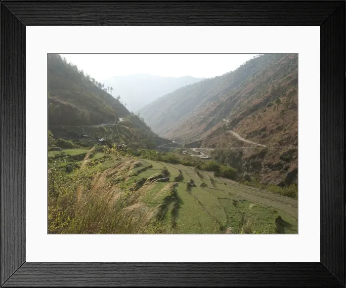 Framed Print : Gamri Chhu River running through the Trashigang Valley past terraced hills of rice fields Framed Print : Gamri Chhu River running through the Trashigang Valley past terraced hills of rice fields