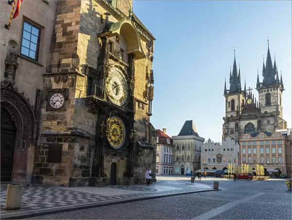 Astronomical Clock and Old Town Hall with the Church of Our Lady Before Tyn beyond