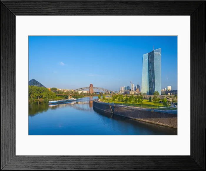 Framed Print : New European Central Bank Building and central Frankfurt skyline, Ostend, River Main Framed Print : New European Central Bank Building and central Frankfurt skyline, Ostend, River Main