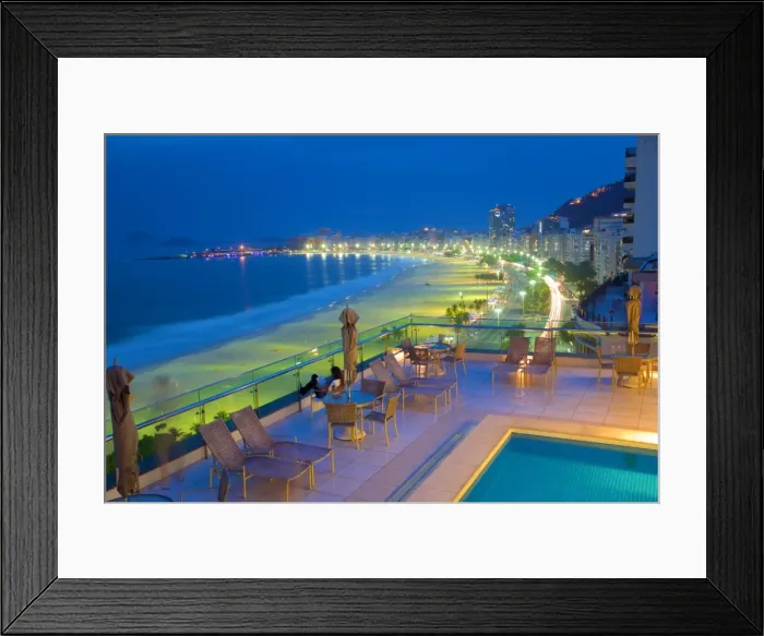 Framed Print : Copacabana Beach at dusk, Rio de Janeiro, Brazil, South America Framed Print : Copacabana Beach at dusk, Rio de Janeiro, Brazil, South America