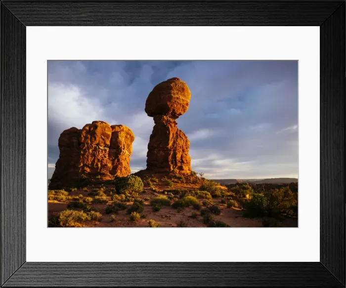 Framed Print : Balanced Rock at dusk, Arches National Park, Utah, United States of America, North Framed Print : Balanced Rock at dusk, Arches National Park, Utah, United States of America, North