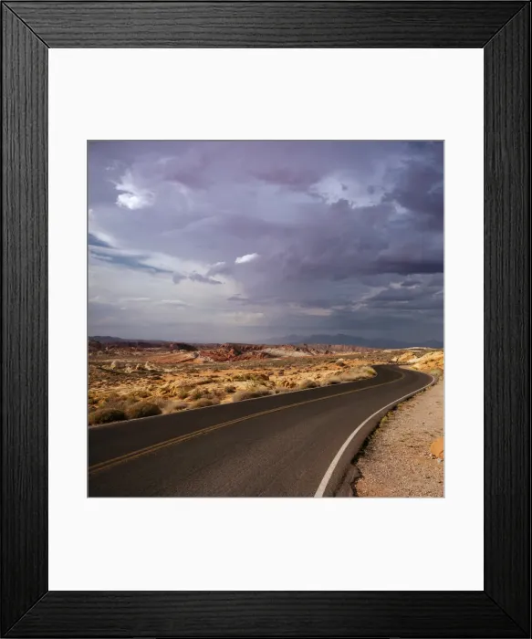 Framed Print : View of highway through Valley of Fire State Park, Nevada, United States of America Framed Print : View of highway through Valley of Fire State Park, Nevada, United States of America