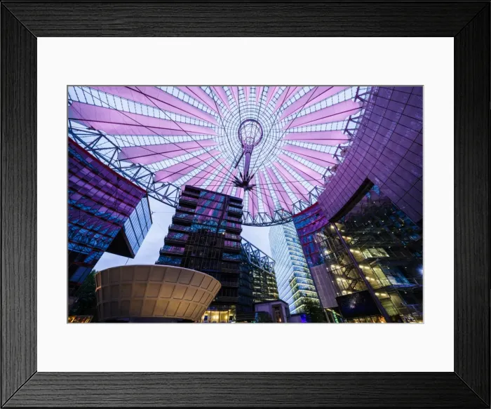 Framed Print : Central forum glass ceiling of the Sony Centre illuminated at night, Potsdamer Platz Framed Print : Central forum glass ceiling of the Sony Centre illuminated at night, Potsdamer Platz