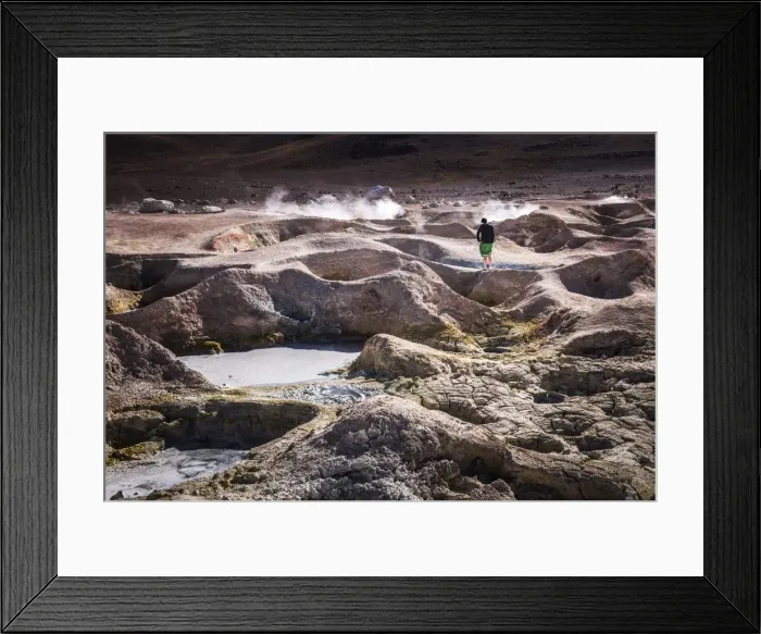 Framed Print : Tourist at Sol de Manana Geothermal Basin area, Altiplano of Bolivia, South America Framed Print : Tourist at Sol de Manana Geothermal Basin area, Altiplano of Bolivia, South America