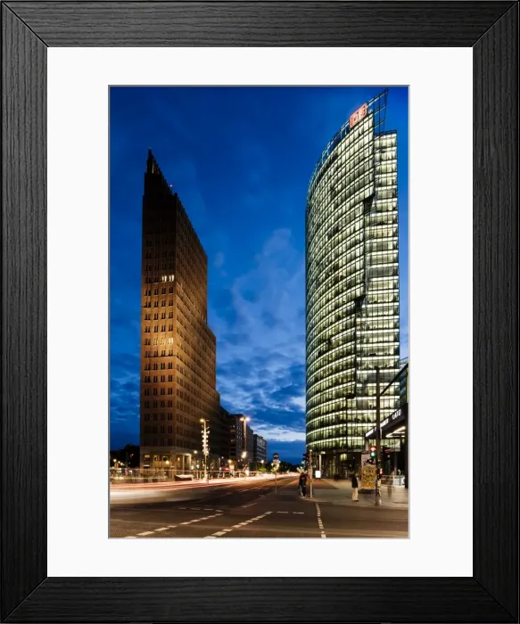Framed Print : Exterior of Kollhoff Tower and Deutsche Bahn Tower at night, Potsdamer Platz, Berlin Framed Print : Exterior of Kollhoff Tower and Deutsche Bahn Tower at night, Potsdamer Platz, Berlin