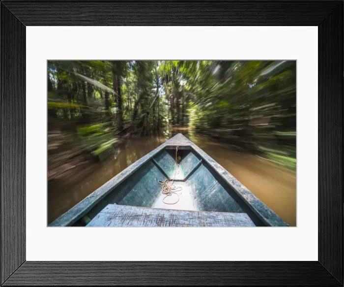 Framed Print : Canoe boat trip in Amazon Jungle of Peru, by Sandoval Lake in Tambopata National Reserve Framed Print : Canoe boat trip in Amazon Jungle of Peru, by Sandoval Lake in Tambopata National Reserve