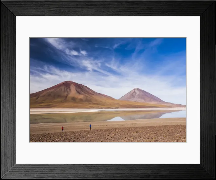 Framed Print : Tourists at Licancabur volcano on right and Laguna Verde, Bolivia near the border with Chile Framed Print : Tourists at Licancabur volcano on right and Laguna Verde, Bolivia near the border with Chile