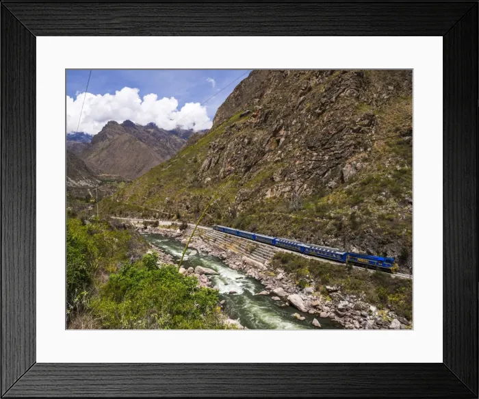 Framed Print : Train between Aguas Calientes and Ollantaytambo through the Sacred Valley, Cusco Region Framed Print : Train between Aguas Calientes and Ollantaytambo through the Sacred Valley, Cusco Region