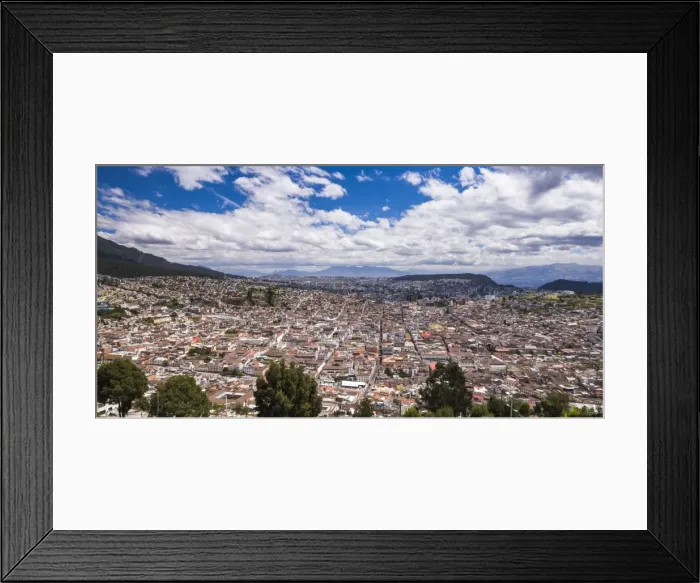 Framed Print : City of Quito with the Historic Centre of Quito Old Town in the foreground, seen Framed Print : City of Quito with the Historic Centre of Quito Old Town in the foreground, seen