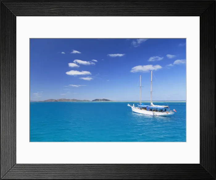 Framed Print : Yacht in lagoon with Malolo Island, Mamanuca Islands, Fiji, South Pacific, Pacific Framed Print : Yacht in lagoon with Malolo Island, Mamanuca Islands, Fiji, South Pacific, Pacific