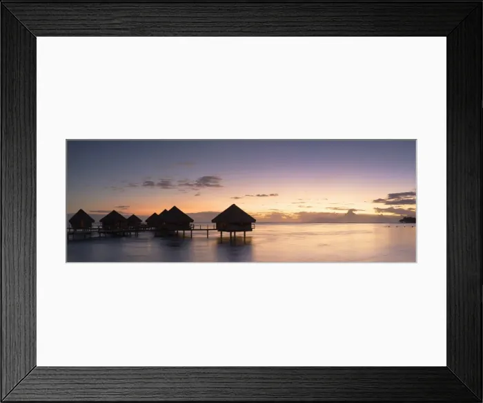 Framed Print : Overwater bungalows at Le Meridien Tahiti Hotel at sunset, Papeete, Tahiti, French Polynesia Framed Print : Overwater bungalows at Le Meridien Tahiti Hotel at sunset, Papeete, Tahiti, French Polynesia