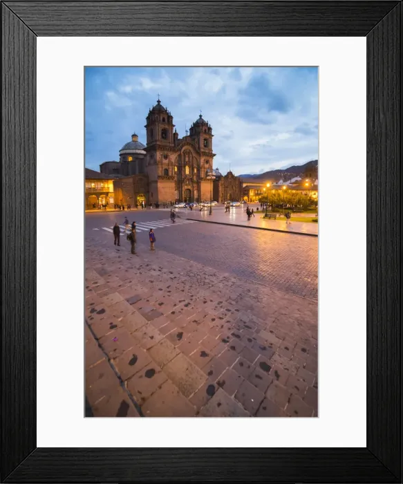 Framed Print : Church of the Society of Jesus in Plaza de Armas at night, UNESCO World Heritage Site Framed Print : Church of the Society of Jesus in Plaza de Armas at night, UNESCO World Heritage Site