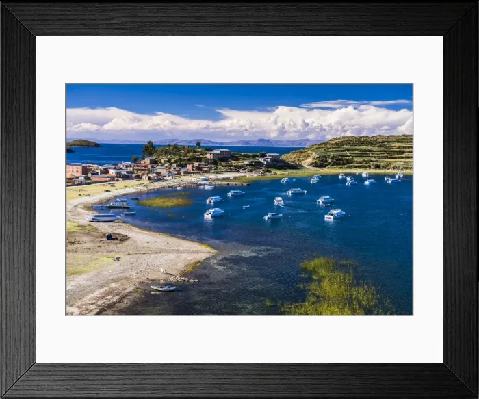 Framed Print : Harbour on Lake Titicaca at Challapampa village on Isla del Sol (Island of the Sun) Framed Print : Harbour on Lake Titicaca at Challapampa village on Isla del Sol (Island of the Sun)