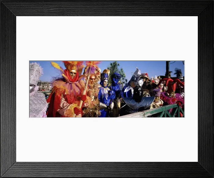 Framed Print : Group of people in masks and costume Framed Print : Group of people in masks and costume