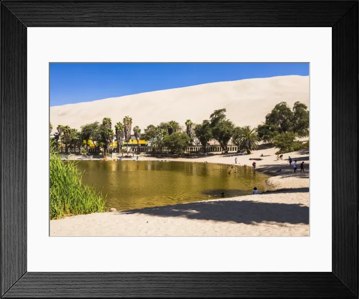 Framed Print : Huacachina, a sand dunes surrounded oasis village in the Ica Region of Peru, South Framed Print : Huacachina, a sand dunes surrounded oasis village in the Ica Region of Peru, South