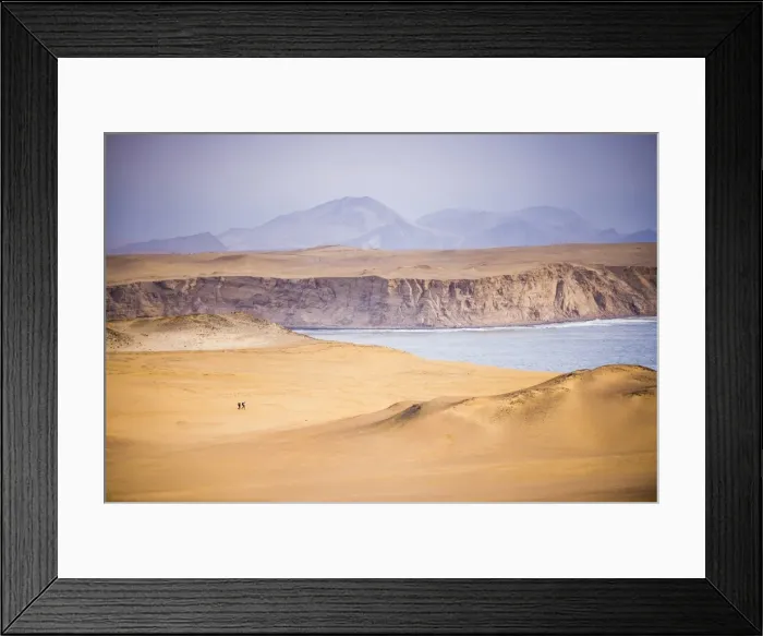 Framed Print : Hikers hiking in desert and sand dunes, Paracas National Reserve (Reserva Nacional de Paracas) Framed Print : Hikers hiking in desert and sand dunes, Paracas National Reserve (Reserva Nacional de Paracas)