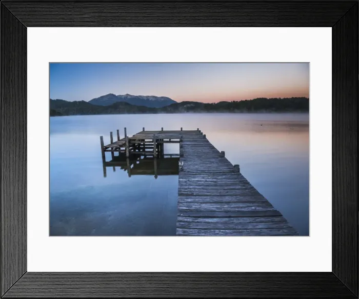 Framed Print : Pier on Lake Nahuel Huapi during a misty sunrise, Villa la Angostura, Neuquen, Patagonia Framed Print : Pier on Lake Nahuel Huapi during a misty sunrise, Villa la Angostura, Neuquen, Patagonia