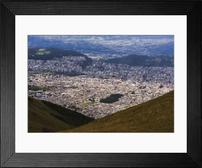 Framed Print : City of Quito seen from the Pichincha Volcano, Quito, Ecuador, South America Framed Print : City of Quito seen from the Pichincha Volcano, Quito, Ecuador, South America