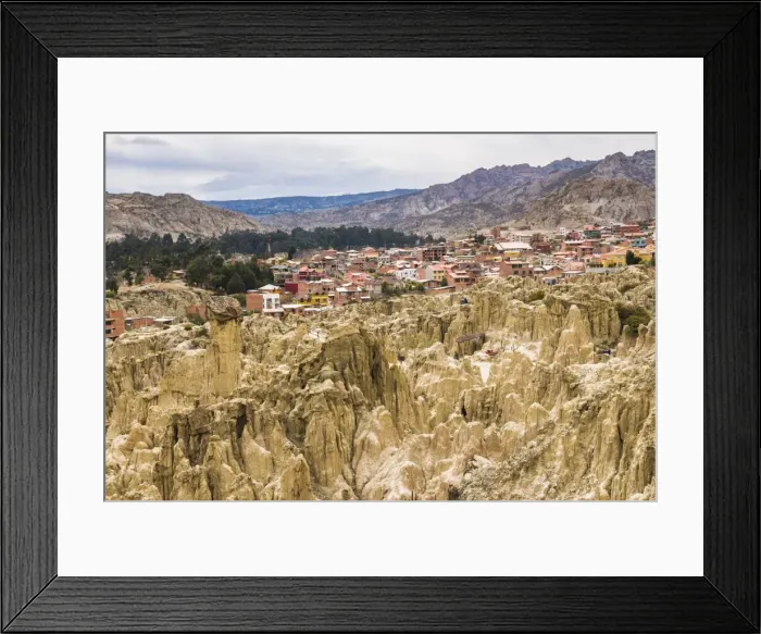 Framed Print : Valle de la Luna (Valley of the Moon) and houses of the city of La Paz, La Paz Department Framed Print : Valle de la Luna (Valley of the Moon) and houses of the city of La Paz, La Paz Department