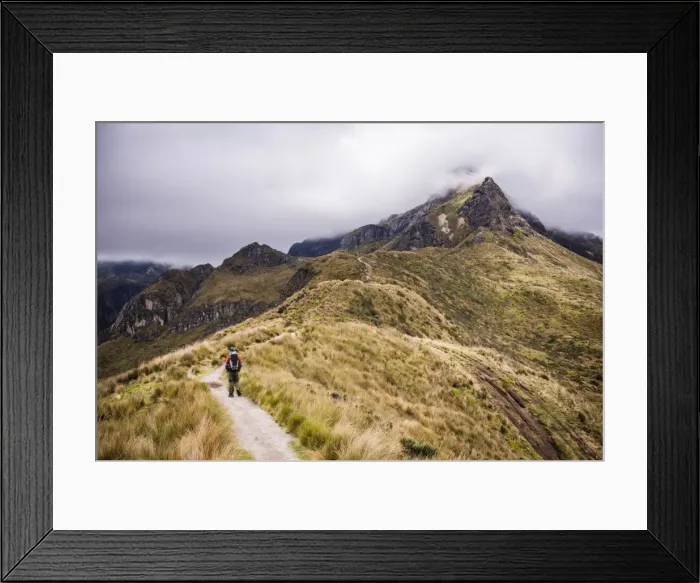 Framed Print : Hiker trekking Rucu Pichincha Volcano, Quito, Pichincha Province, Ecuador, South America Framed Print : Hiker trekking Rucu Pichincha Volcano, Quito, Pichincha Province, Ecuador, South America