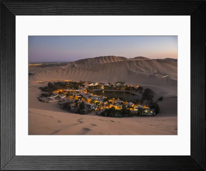 Framed Print : Huacachina, surrounded by sand dunes at night, Ica Region, Peru, South America Framed Print : Huacachina, surrounded by sand dunes at night, Ica Region, Peru, South America