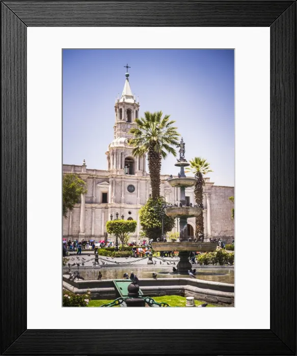Framed Print : Plaza de Armas fountain and Basilica Cathedral of Arequipa, UNESCO World Heritage Site Framed Print : Plaza de Armas fountain and Basilica Cathedral of Arequipa, UNESCO World Heritage Site