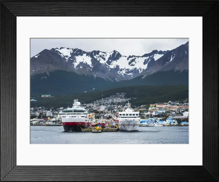 Framed Print : Antarctic cruise ships docked in Ushuaia, Tierra Del Fuego, Patagonia, Argentina Framed Print : Antarctic cruise ships docked in Ushuaia, Tierra Del Fuego, Patagonia, Argentina