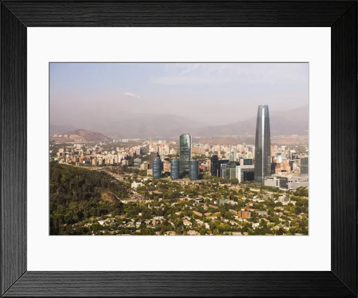 Framed Print : Santiago and Gran Torre Central, seen from San Cristobal Hill (Cerro San Cristobal)