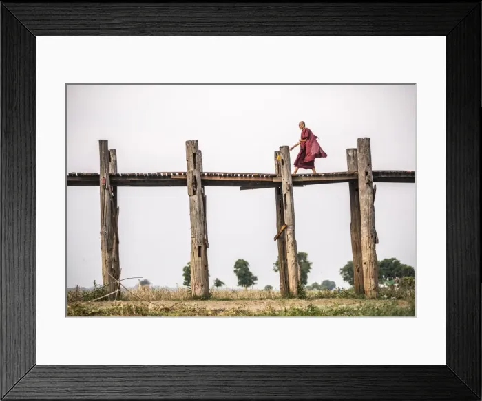 Framed Print : Buddhist Monk on U Bein Teak Bridge, a 1. 2km wooden bridge, Mandalay, Mandalay Region Framed Print : Buddhist Monk on U Bein Teak Bridge, a 1. 2km wooden bridge, Mandalay, Mandalay Region