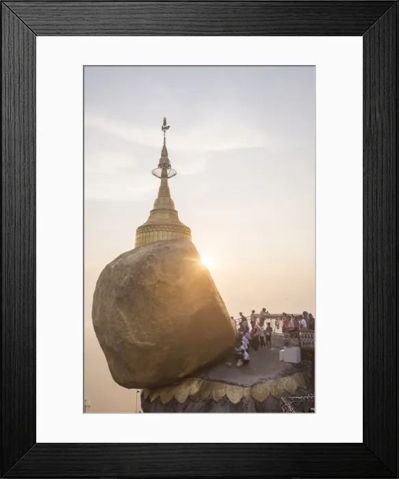 Framed Print : Pilgrims at Golden Rock Stupa (Kyaiktiyo Pagoda) at sunset, Mon State, Myanmar (Burma) Framed Print : Pilgrims at Golden Rock Stupa (Kyaiktiyo Pagoda) at sunset, Mon State, Myanmar (Burma)