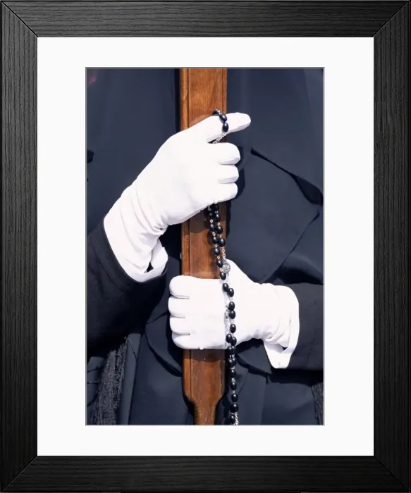Framed Print : Gloved hands with rosary Framed Print : Gloved hands with rosary