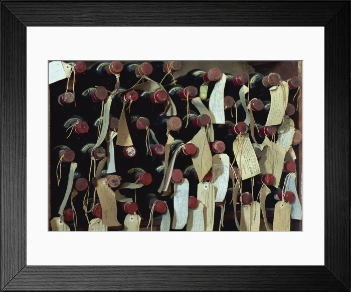 Framed Print : Bottles of wine with labels Framed Print : Bottles of wine with labels