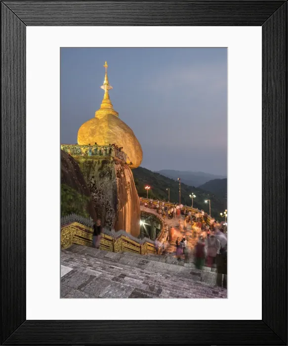 Framed Print : Golden Rock (Kyaiktiyo Pagoda) at night, a Buddhist Temple in Mon State, Myanmar (Burma) Framed Print : Golden Rock (Kyaiktiyo Pagoda) at night, a Buddhist Temple in Mon State, Myanmar (Burma)