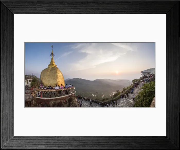 Framed Print : Golden Rock Stupa (Kyaiktiyo Pagoda) at sunset, Mon State, Myanmar (Burma), Asia Framed Print : Golden Rock Stupa (Kyaiktiyo Pagoda) at sunset, Mon State, Myanmar (Burma), Asia