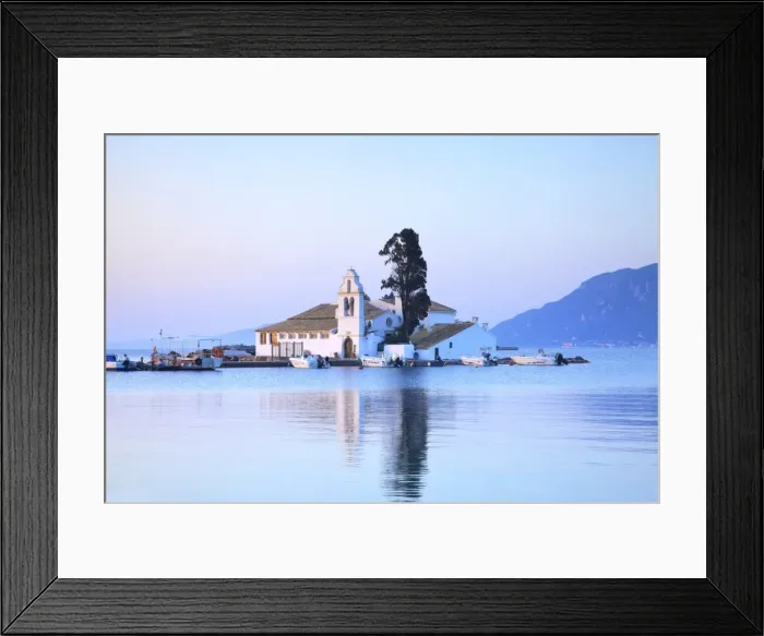 Framed Print : Vlacherna Monastery, Kanoni, Corfu, The Ionian Islands, Greek Islands, Greece, Europe Framed Print : Vlacherna Monastery, Kanoni, Corfu, The Ionian Islands, Greek Islands, Greece, Europe