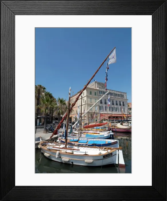 Framed Print : Traditional fishing boats moored in the harbour at Sanary-sur-Mer, Provence, France Framed Print : Traditional fishing boats moored in the harbour at Sanary-sur-Mer, Provence, France