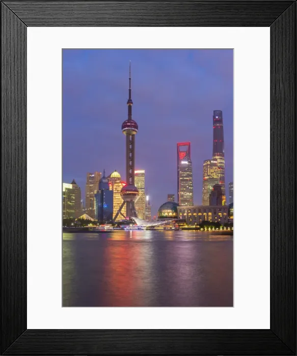 Framed Print : Pudong financial district skyline at night, Shanghai, China, Asia Framed Print : Pudong financial district skyline at night, Shanghai, China, Asia