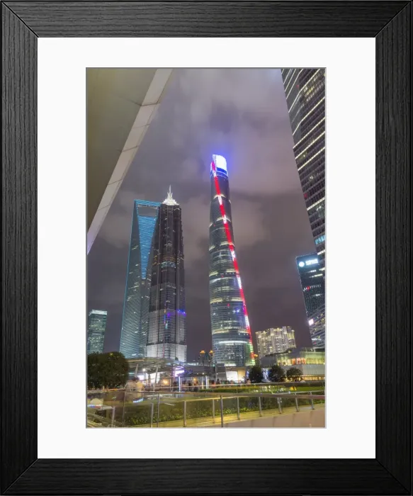 Framed Print : Pudong financial district at night, Shanghai, China, Asia Framed Print : Pudong financial district at night, Shanghai, China, Asia