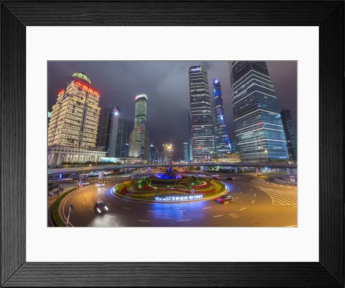 Framed Print : Pudong financial district at night, Shanghai, China, Asia Framed Print : Pudong financial district at night, Shanghai, China, Asia