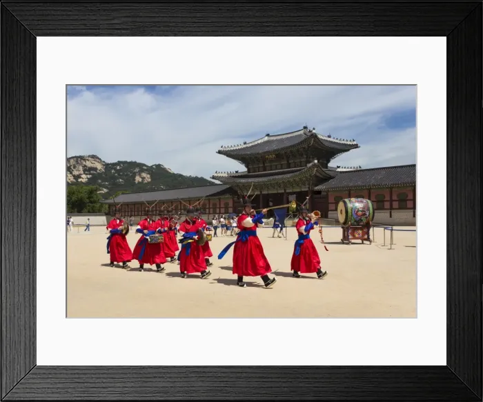 Framed Print : Marching band in bright traditional dress, colourful Changing of the Guard Ceremony Framed Print : Marching band in bright traditional dress, colourful Changing of the Guard Ceremony