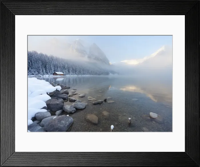 Framed Print : Foggy sunrise at Lake Louise, Banff National Park, UNESCO World Heritage Site, Rocky Mountains Framed Print : Foggy sunrise at Lake Louise, Banff National Park, UNESCO World Heritage Site, Rocky Mountains