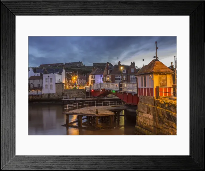 Framed Print : Old Swing Bridge over River Esk at dawn during the Christmas holidays, Whitby, North Yorkshire Framed Print : Old Swing Bridge over River Esk at dawn during the Christmas holidays, Whitby, North Yorkshire