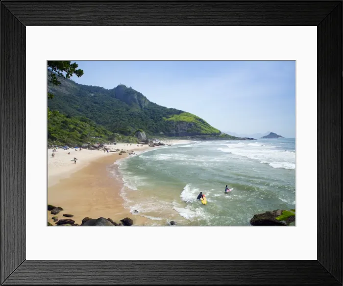 Framed Print : Surfers on Prainha beach, Barra da Tijuca, Rio de Janeiro, Brazil, South America Framed Print : Surfers on Prainha beach, Barra da Tijuca, Rio de Janeiro, Brazil, South America