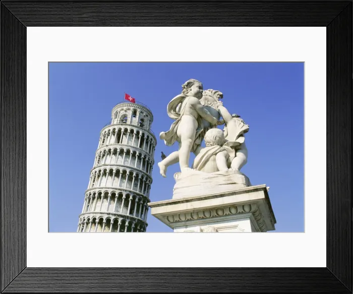 Framed Print : Statue in front of the Leaning Tower of Pisa Framed Print : Statue in front of the Leaning Tower of Pisa