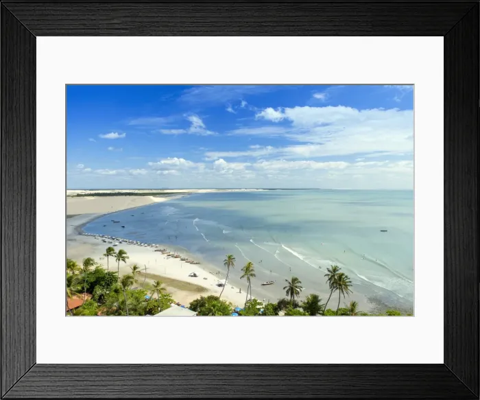 Framed Print : Aerial of Jericoacoara town and beach, Ceara, Brazil, South America